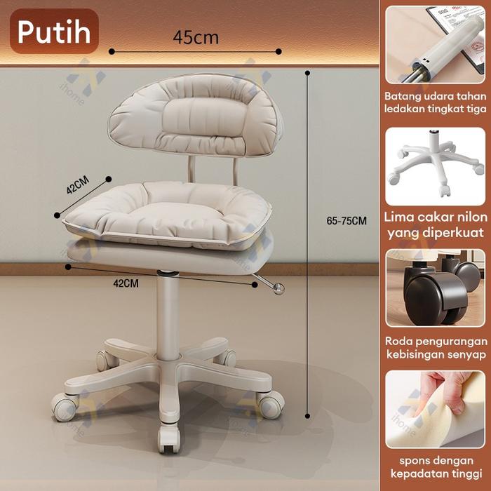 Gambar NA-Kursi Putar, Kursi Salon, Kursi Hidrolik, Kursi Rias, Kursi Sandaran, Kursi Bar, Kursi Belajar & Kursi Kamar — Koleksi Kursi Multifungsi dengan Desain Ergonomis, Cocok untuk Salon, Kantor, Rumah & Ruang Hiburan - Putih dari Nano Home Studio undefined Tokopedia