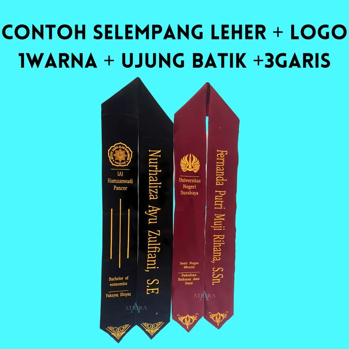 Gambar (1HARI JADI) SELEMPANG TANPA PINGGIRAN  (polos) selempang wisuda Atrir - tambahan logo, hitam-gold30/70 dari Atrira_Store undefined Tokopedia