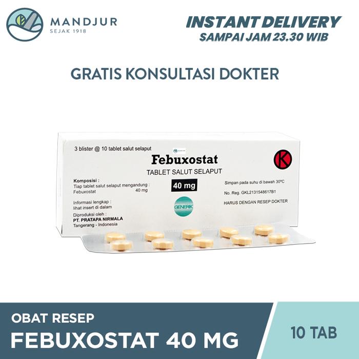 Gambar Febuxostat 40 mg 10 Tablet / Obat Asam Urat dari Apotekmandjurofficial undefined Tokopedia