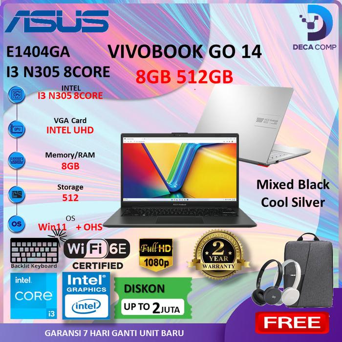 ASUS Vivobook GO 14 E1404GA i3 N305 8GB 256GB/512GB W11/X413JA i3 1005G1  4GB 256GB W10 UNIT, E1404G i3 8/256
