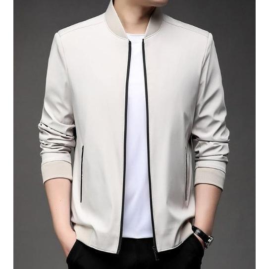 Gambar Jaket Bomber Pria Waterproof Korea Blazer Casual Tebal - Cream, M dari Storeshop29 undefined Tokopedia