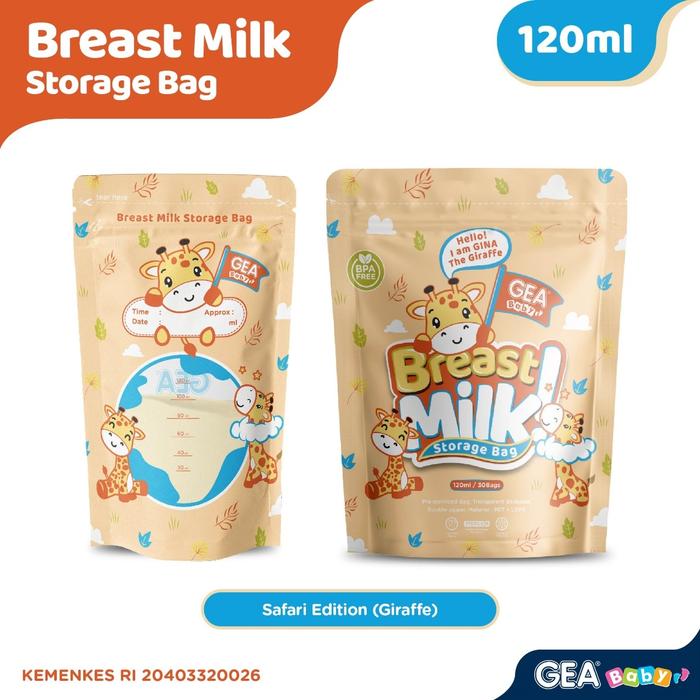 Gambar GEA Kantong Asip - isi 30pc  Bag Wadah Asi  Mommy Menyusui  Bayi - GEA-GIRAFE dari Aurel Babyshop undefined Tokopedia