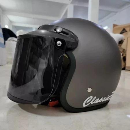 Gambar Helm Bogo Retro Classic Dewasa Pria Wanita SNI Helm Murah Helm Cewek Cowok Cembung Kaca - Abu Doff, Datar Smoke dari Anugerah Sejahtera Helmet undefined Tokopedia