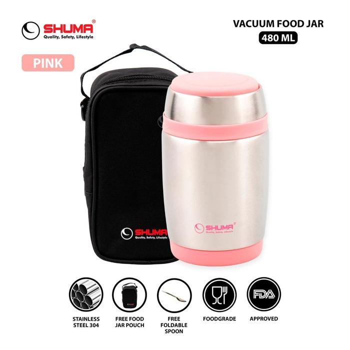 Gambar SHUMA TERMOS BUBUR / SOP / WADAH PRAKTIS / SHUMA VACUUM FOOD JAR 380 ML / 480 ML / 580 ML - Pink 380ml dari Yellow_markets undefined Tokopedia