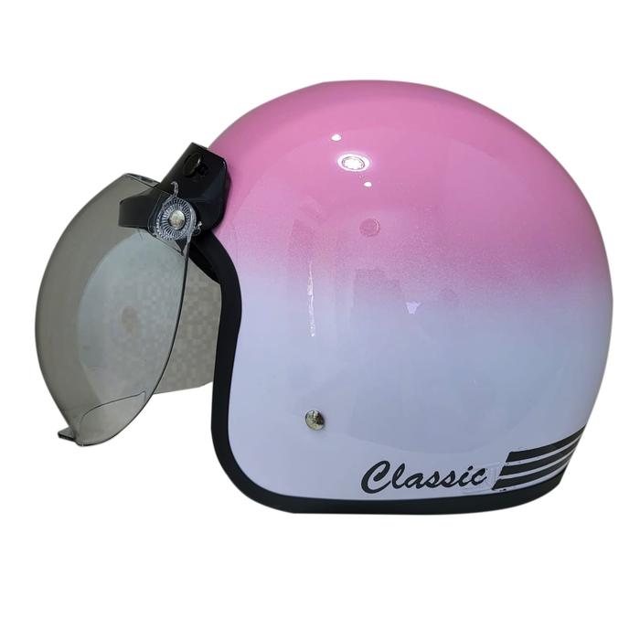 Gambar (COD) Helm Bogo Classic Gradasi Retro Helm Motor Dewasa Murah Berkualitas SNI Cembung Kaca - Pink-Putih, Cembung Smoke dari Anugerah Sejahtera Helmet undefined Tokopedia