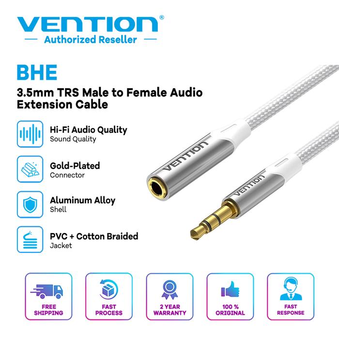 Gambar Vention Kabel Extension Audio Aux 3.5mm TRS Male to Female - BHE, 1.5 Meter dari Vention Authorized Reseller undefined Tokopedia
