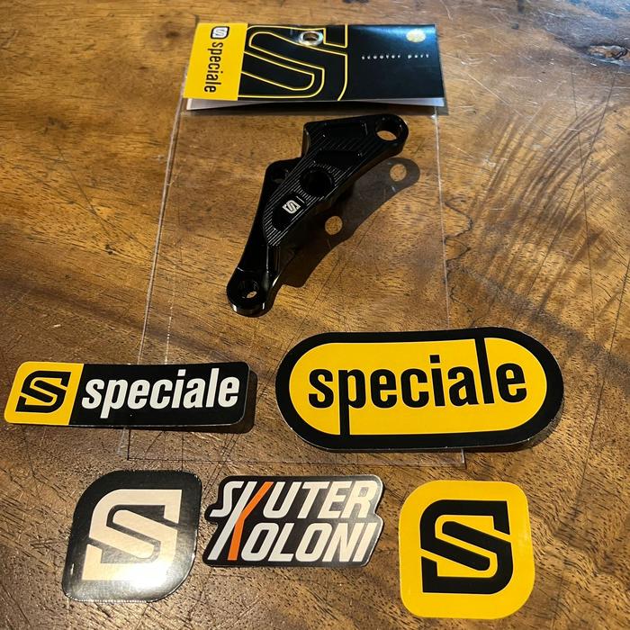 Gambar SPECIALE Adaptor Caliper 4P 4 Piston Brembo Bracket Vespa Sprint Primavera iget abs - BLACK dari skuterkoloni undefined Tokopedia