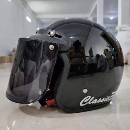 Gambar Helm Bogo Retro Doff Glossy Classic Pria Wanita Dewasa Warna Terkini SNI Cembung Kaca - Hitam Glossy, Cembung Smoke dari Anugerah Sejahtera Helmet undefined Tokopedia