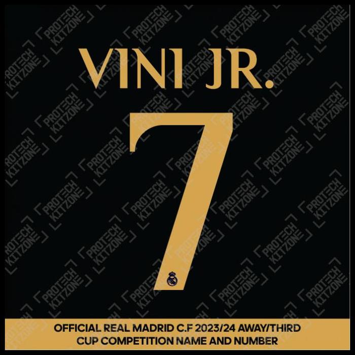 Gambar Jersey Bola Nameset Original Real Madrid 2023-2024 Away Vinicius Junior Vini Jr #7 Original Best Quality dari kesisho2 undefined Tokopedia