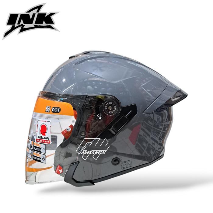 Gambar Helm INK TERRA 2 solid Black doff | double visor | ink original | half face - grey glossy, M dari Aneka helmet undefined Tokopedia