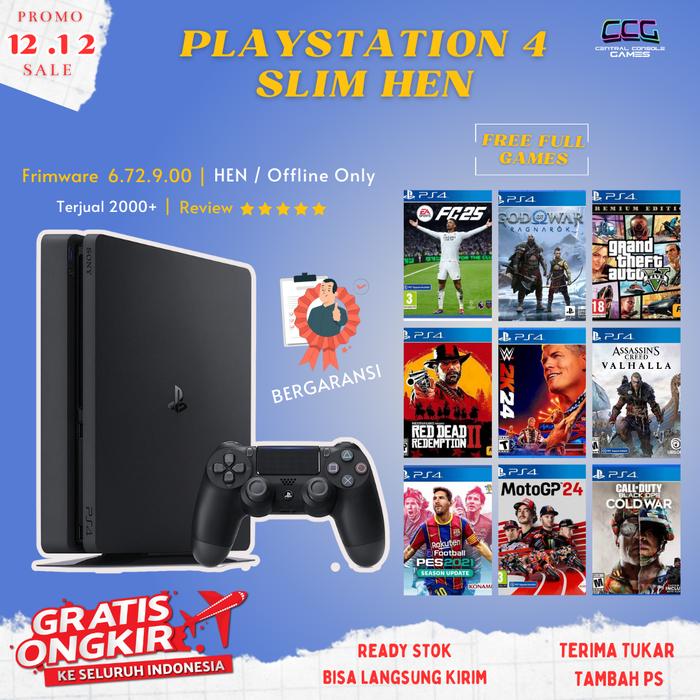 PS4 Playstation Slim HEN Fullgames Bebas Request 1Stik FullGame, SLIM  HEN 500GB