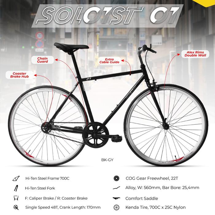 Gambar SEPEDA FIXIE UNITED SOLOIST 01 TORPEDO 700c - Hitam dari Three Siblings Bike Shop undefined Tokopedia