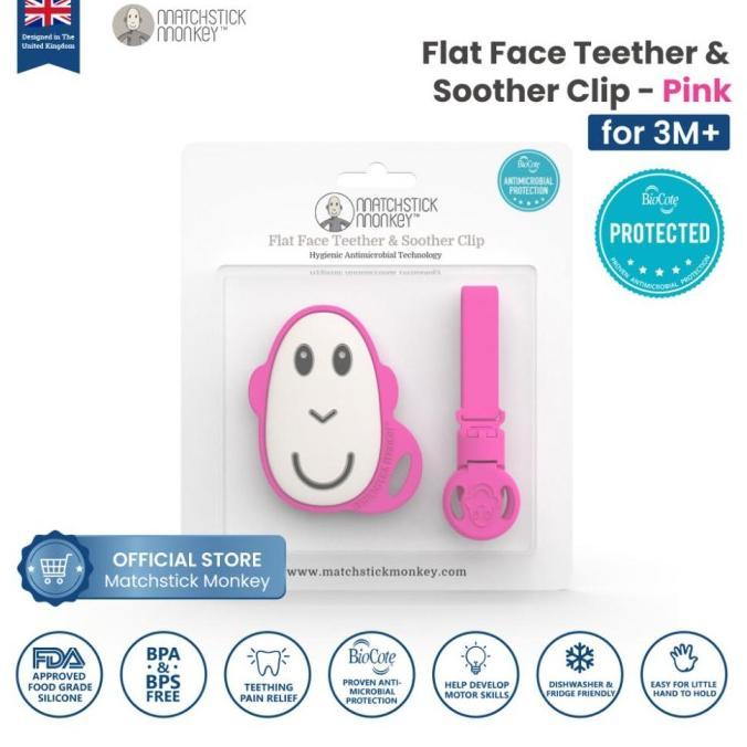Gambar Matchstick Monkey Flat F & Soother Clip - Gigitan Bayi - pink dari Julioaxelo undefined Tokopedia