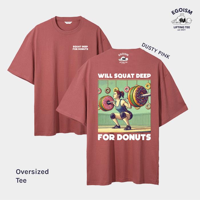 Gambar Will squat deep for donuts oversized tshirt - EGOISM - Dusty Pink, M dari Egoism Lifting Tee undefined Tokopedia