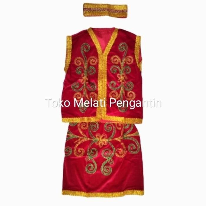 Gambar [READY] BAJU PAKAIAN ADAT DAERAH DAYAK KALIMANTAN ANAK CEWEK PEREMPUAN TK - Merah dari Abadi Surya Karya undefined Tokopedia