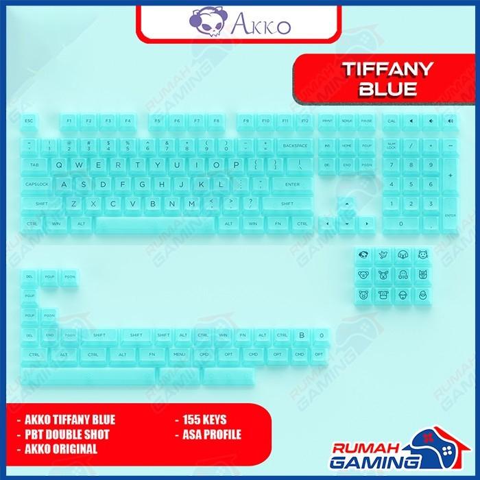 Gambar KEYCAP - KEYCAPS - ASA - AKKO ASA CLEAR TRANSPARENT - PC - 155 KEY - TIFFANY BLUE dari Rumah Gamings Kota Administrasi Jakarta Barat Tokopedia