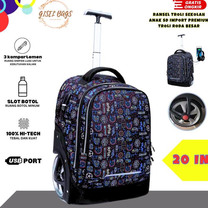 Gambar [NEW] TAS TROLLEY KOPER ANAK SEKOLAH SD SMP LAKI LAKI RODA BESAR USB WATERPROOF - 23001 dari Karya Pelangi Indonesia undefined Tokopedia
