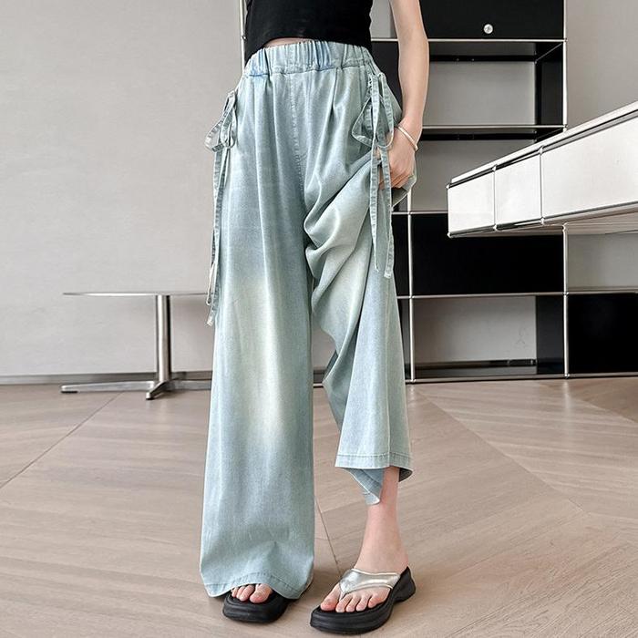 Gambar [READY STOK] 24-161015 CELANA ANAK PEREMPUAN. GIRL'S SUMMER THIN LOOSE TENCEL WIDE-LEG JEANS SZ 120-170 - Blue, Tny stok dari Cinta Sejahtera Karya undefined Tokopedia