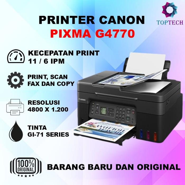 Gambar PRINTER CANON PIXMA G4770 - WIFI WIRELESS PRINT SCAN COPY dari Top Tech Comp undefined Tokopedia