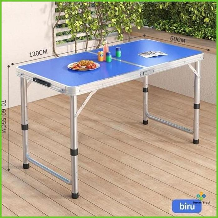 Gambar Meja Lipat Meja Belajar Meja Koper Aluminium 60x120 cm 0/2/4 kursi Meja Serbaguna Portable -SmartTrad - Biru, Kemasan biasa dari SmartTrad undefined Tokopedia