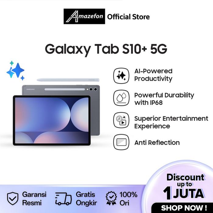Gambar Samsung Galaxy Tab S10 Ultra 5G | S10 Ultra Wifi | S10+ 5G | S10+ Wifi 12/256GB Garansi Resmi - S10+ 5G Gray, 12/256GB, Non Bundle dari Amazefon undefined Tokopedia