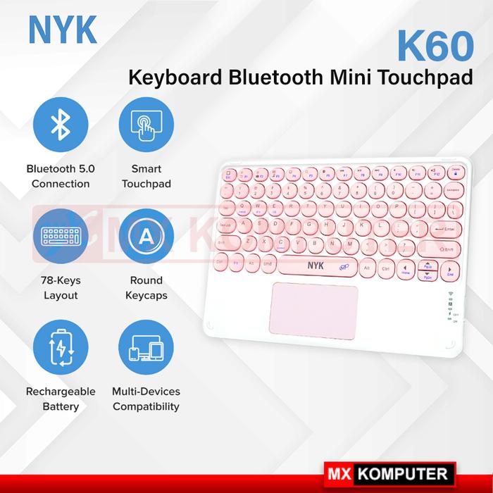 Gambar Keyboard Bluetooth NYK K60 Mini with Touchpad - Merah Muda dari MXKomputer_NEW undefined Tokopedia