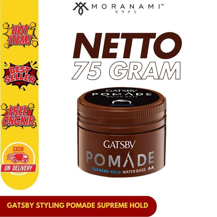 Gambar GATSBY Styling Pomade Supreme Hold Pomade Minyak Rambut Water Base Fresh Shine 30 gram 75 gram - 75 gram dari Moranami Barber Supply undefined Tokopedia