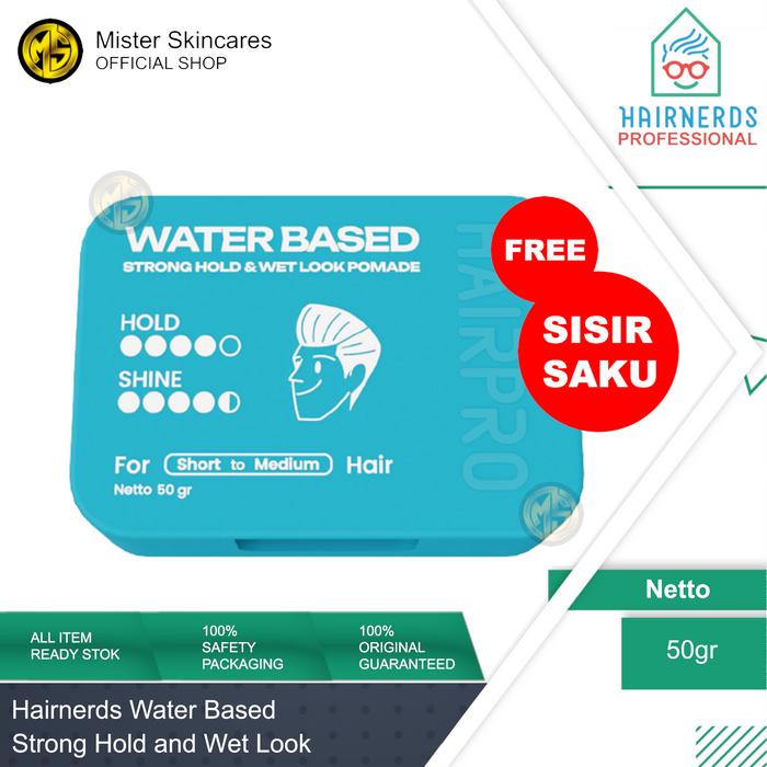 Gambar HAIRNERDS Professional - Water Based Pomade Strong Hold Wet Finish - Membuat Rambut Lebih Rapi & Berkilau , Hold Kuat, Mudah untuk Styling [ FREE SISIR LIPAT ] - Waterbased 1pcs dari Mister Skincares undefined Tokopedia