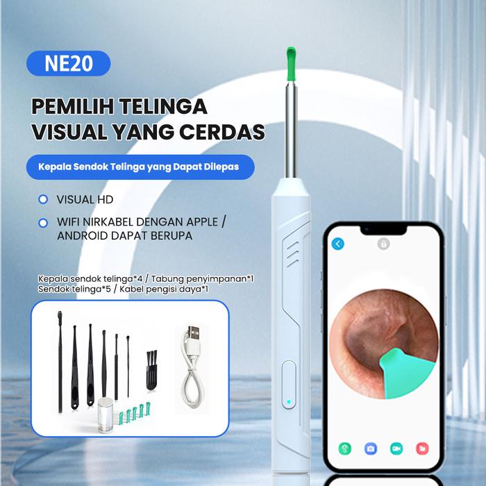 Gambar Aolida Pembersih Telinga Korek Kuping Kamera LED smart Visual Ear Stick HD Endoscope WIFI waterproof earpick bayi Endoscope - White-NE20 dari aolida official undefined Tokopedia