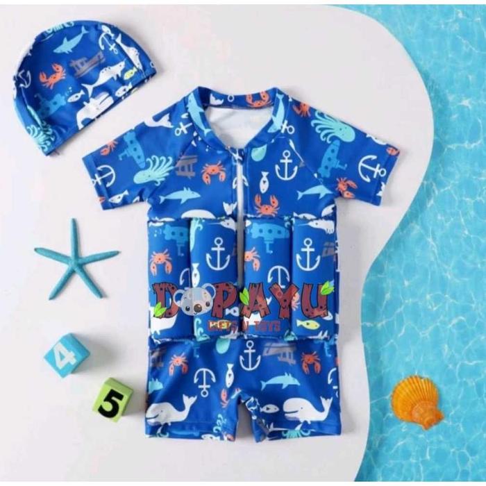Gambar [DISKON] BAJU RENANG APUNG PELAMPUNG ANAK ADA BUSA DAN TOPI FLOAT SUIT 22206B - LENGAN PENDEK dari Mandiri Inspirasi Karya undefined Tokopedia