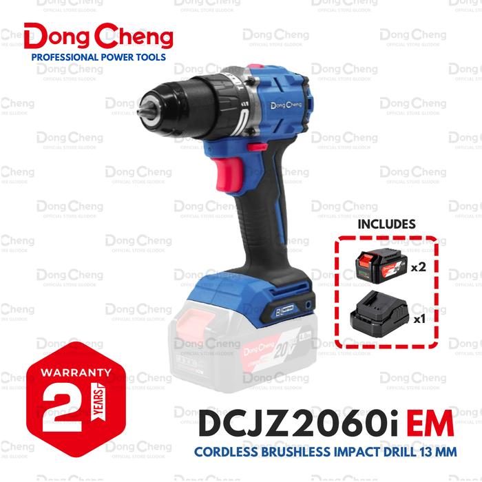 Gambar DongCheng DCJZ 2060 Cordless Brushless Impact Drill / Mesin Bor Impact Baterai 13mm - Set 4.0Ah EM dari Dongcheng Power Tools OS Jakarta undefined Tokopedia