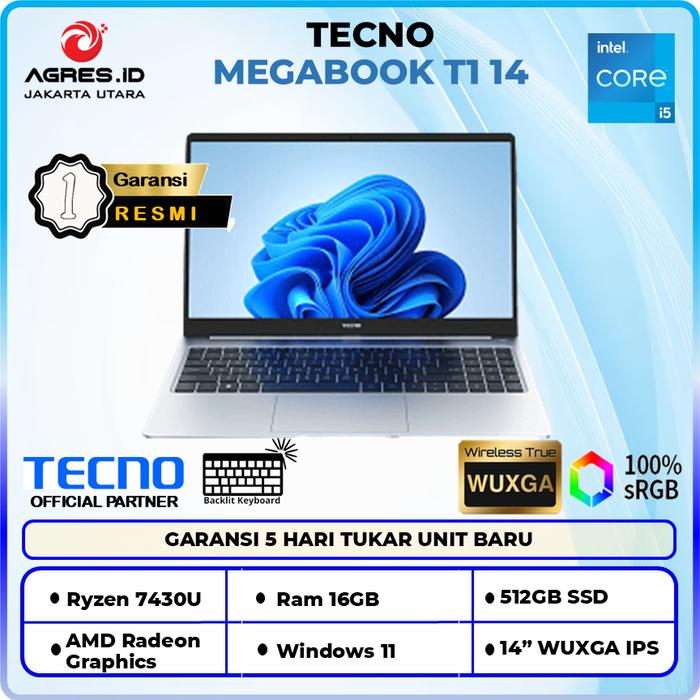 Gambar Laptop Tecno Megabook T1 14 AMD Ryzen 5 7430U Ram 16GB 512GB 14.0" WUXGA 100SRGB - Laptop & Bonus dari Agres ID Jakarta Utara undefined Tokopedia
