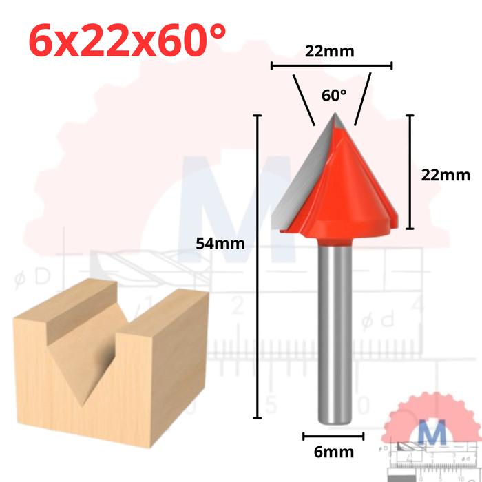 Gambar Mata router CNC 3D V groove shank 6mm wood mdf dll V bit - 22mm 60° dari MM Inti Solution undefined Tokopedia