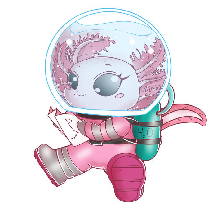 Gambar Furry Cute OC keychain Space Adventure - axoltl dari TwinklyBun undefined Tokopedia