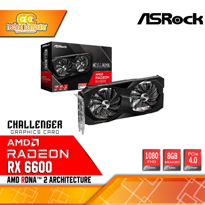 Gambar VGA ASROCK Radeon RX 6600 Challenger D 8GB GDDR6 dari Techno Computer Bali undefined Tokopedia