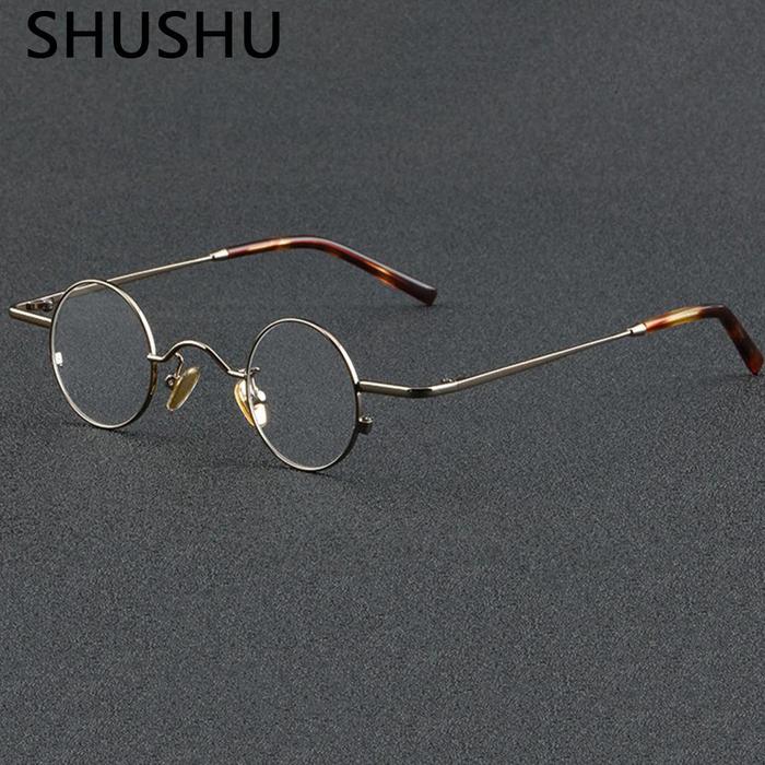 Jual Titanium Small Round Eyeglasses Frame Men Vintage Myopia