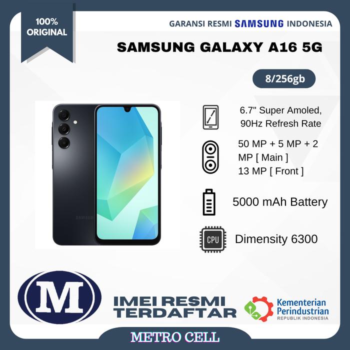 Gambar Samsung Galaxy A16 5G 8/256Gb - Garansi Resmi Sein 1Tahun - Hitam dari Metro Cell WTC undefined Tokopedia