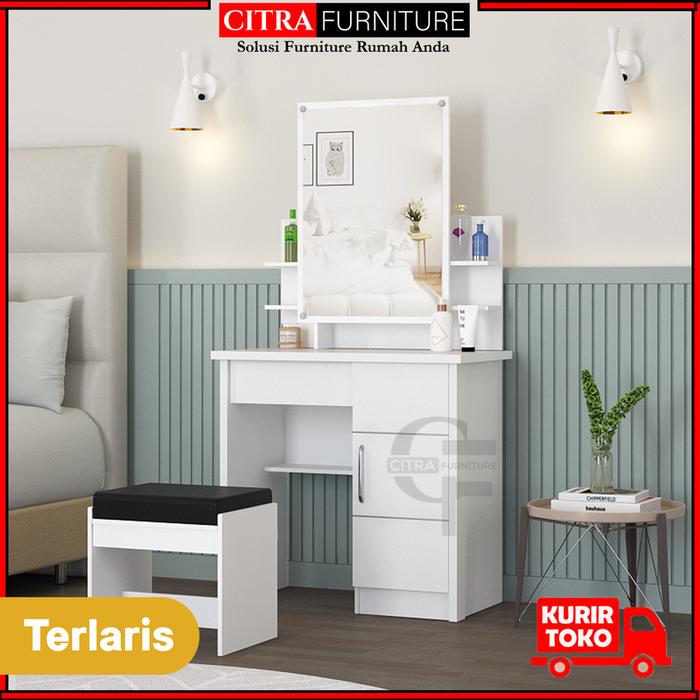Gambar Meja Rias Sliding Minimalis |Tolet Sleding|GRAVER MR 007 - Putih, DIRAKIT dari Citra furniture undefined Tokopedia