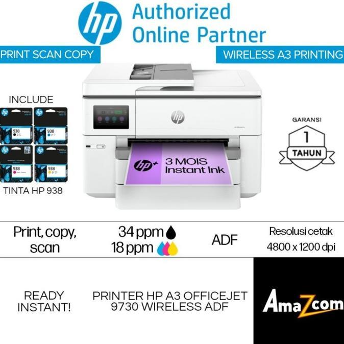 Gambar Printer HP Office Jet Pro 9730 All In One Print Scan Copy Garansi Resmi Tinta HP 938 938e - 9730 dari make up stores undefined Tokopedia