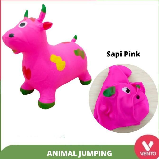 Gambar Kuda Kudan Karet Jumping Animal Mainan Tunggang Anak Genjot Hewan - Dino Orange dari Berkaah Toys undefined 3 Tokopedia