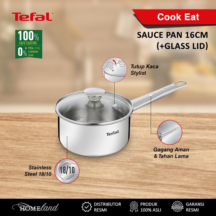 Gambar Tefal Cook Eat Stainless Anti Lengket - Saucepan+16cm dari Homeland Store undefined Tokopedia