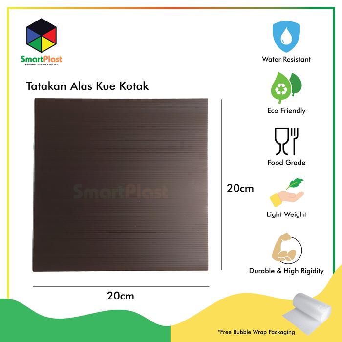 Gambar Tatakan Alas Kue, Cake dan Tart Uk. 20 x 20 cm (1 pack isi 12 pcs) - Kotak - Cokelat dari Smartplastindo undefined Tokopedia