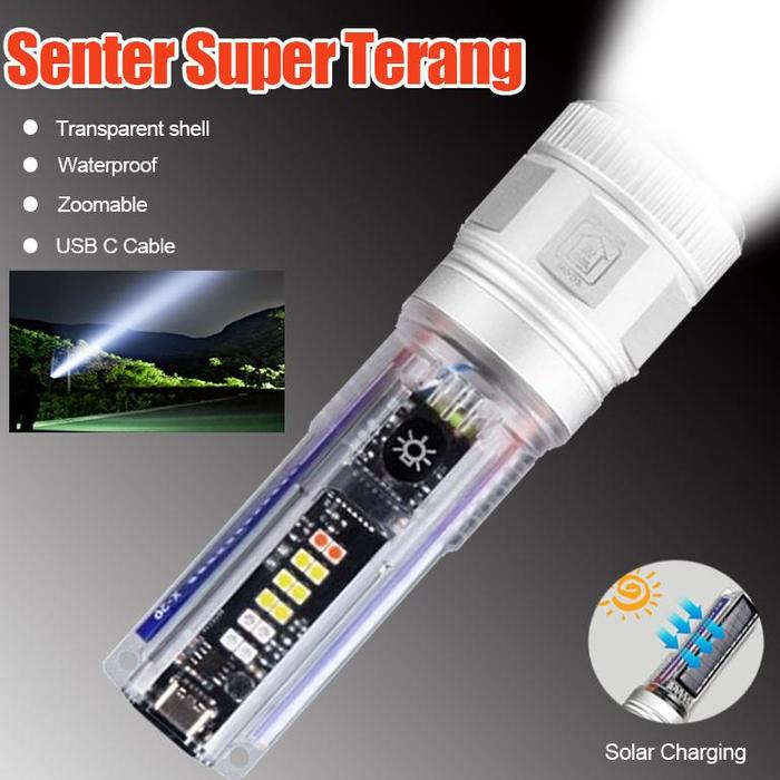 Gambar 【Anbolt-Toko andalan resmi】 Anbolt Senter Super Terang 100000 lm Ori Anti Air Senter Laser jarak jauh Transparent Shell Zoom Senter Maghnet Multifungsi 8 Mode Flashlight - X36 White dari Bursa Cahaya undefined Tokopedia