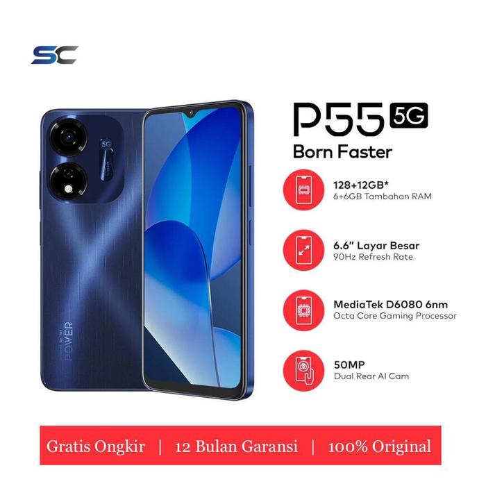 Gambar Itel  P55 5G (6GB/128GB) Garansi Resmi 1 Tahun - Galaxy Blue, 6GB/128GB dari SEASON CELL undefined Tokopedia