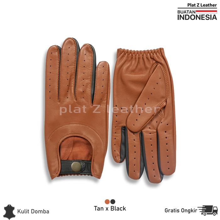 Gambar Sarung tangan kulit motor asli Garut Cafe racer N01 - Tan x Hitam 2, L dari PLAT Z LEATHER undefined 5 Tokopedia