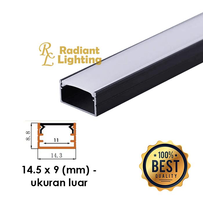 Gambar Kap Housing LED Strip Rigid Alumunium Profile Rumah Lampu - 1 meter - U-Tipis-Hitam dari Radiant Lighting undefined Tokopedia