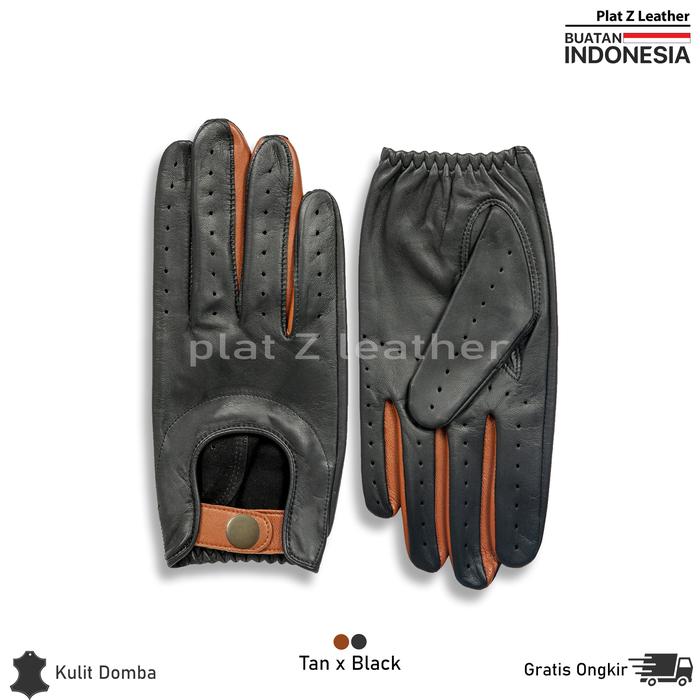 Gambar Sarung tangan kulit motor asli Garut Cafe racer N01 - Tan x Hitam 2, L dari PLAT Z LEATHER undefined Tokopedia