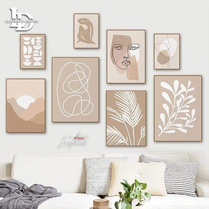 Gambar Lukisan kanvas Abstrak Panel 1 set Minimalis Modern Art Painting Dekorasi Dinding Modern - 8 pcs dari LestariiHomeDecor undefined 5 Tokopedia