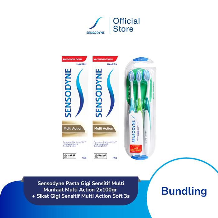 Gambar Sensodyne Pasta Gigi Sensitif Multi Manfaat Multi Action 2x100gr + Sikat Gigi Sensitif Multi Action Soft 3s dari Sensodyne Indonesia undefined Tokopedia
