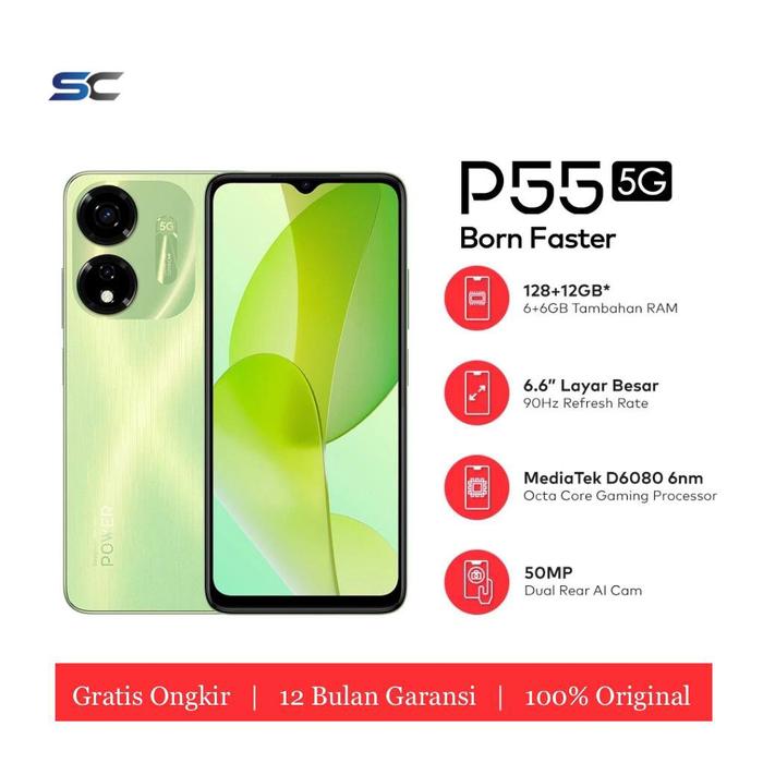 Gambar Itel  P55 5G (6GB/128GB) Garansi Resmi 1 Tahun - Mint Green, 6GB/128GB dari SEASON CELL undefined Tokopedia